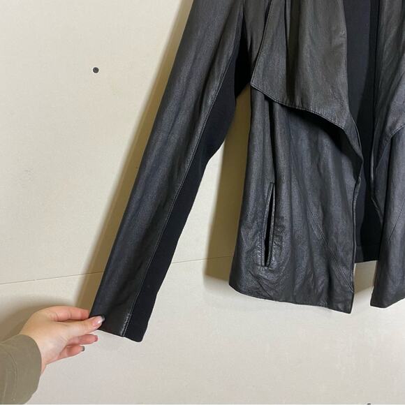 Vince Leather Drape Open Front Jacket Size XS - Picture 6 of 8